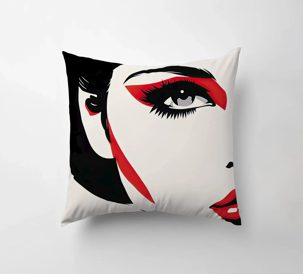 Abstract female face decorative cushion by Imagine