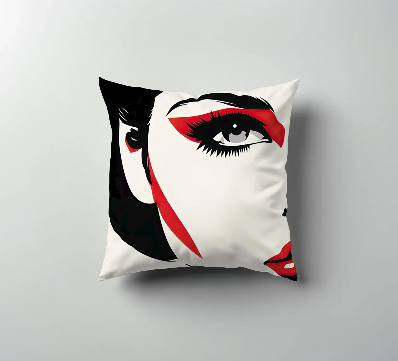 Abstract female face decorative cushion by Imagine