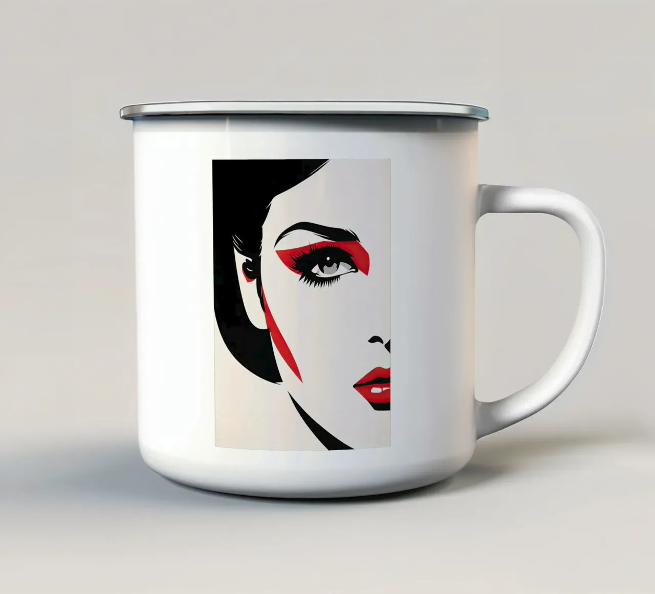 Volto femminile astratto tazza in smalto da Imagine
