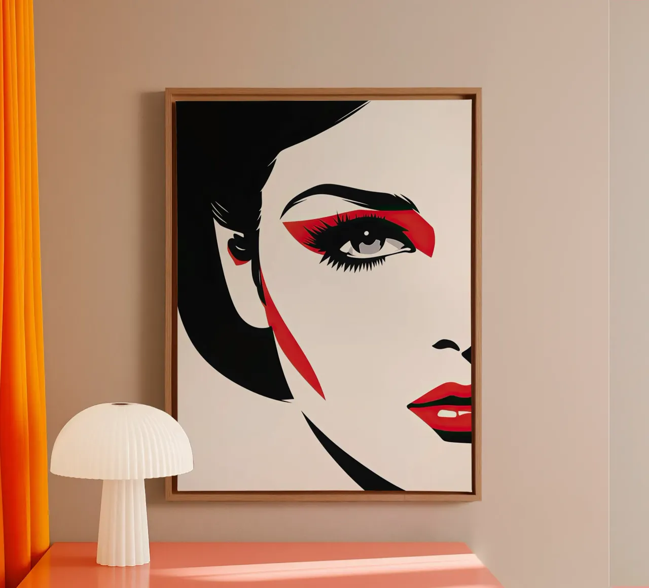 Abstract vrouwengezicht canvas met Baklijst van Imagine