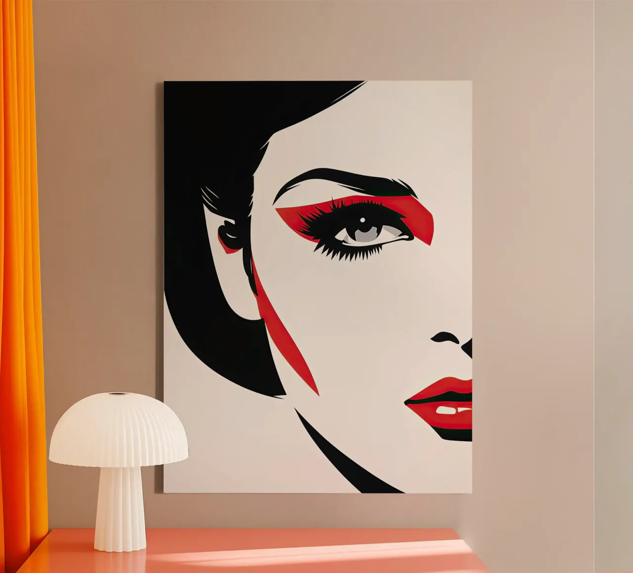 Abstract vrouwengezicht canvas met Baklijst van Imagine