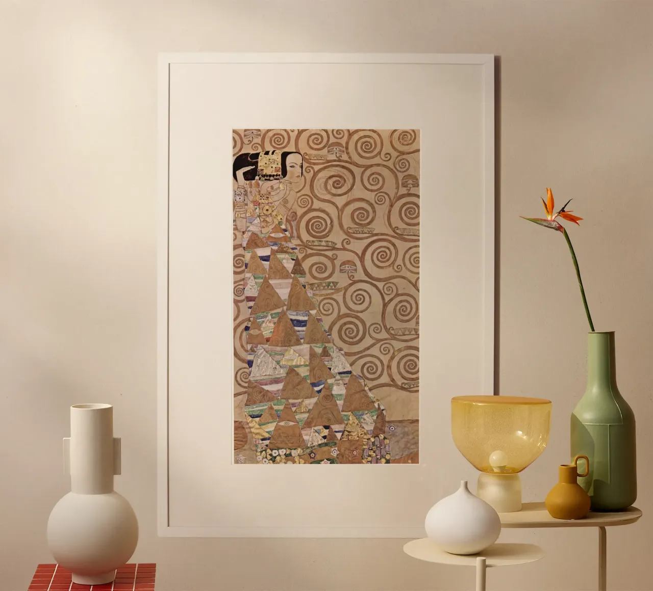 Klimts "Erwartung" - Jugendstil, Symbolismus, Lebensbaum Poster mit Kunststoffrahmen von ClubArt