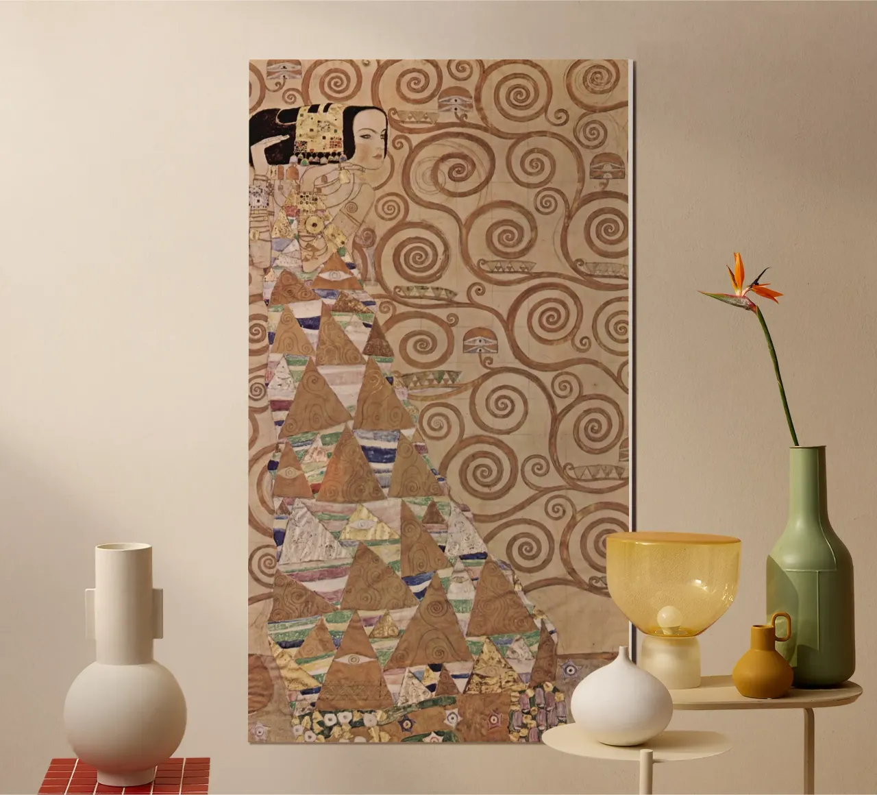Klimts "Erwartung" - Jugendstil, Symbolismus, Lebensbaum Poster mit Kunststoffrahmen von ClubArt