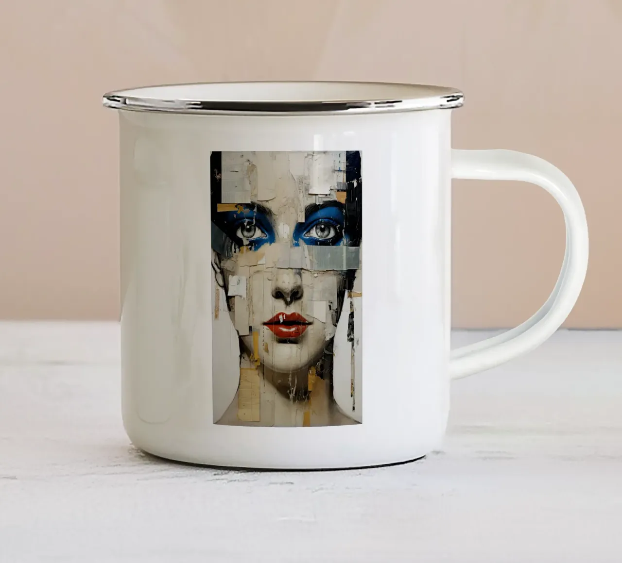 Volto femminile astratto tazza in smalto da Imagine