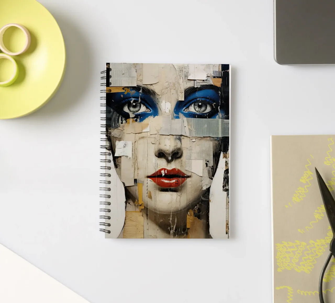 Abstract female face spiral notebook by Imagine