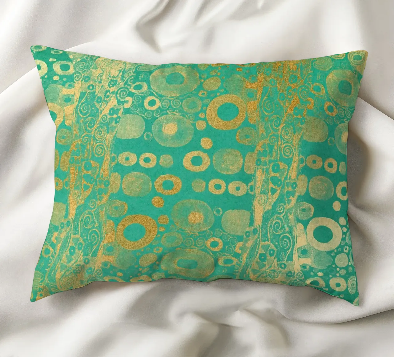 Klimt Inspired - Abstract Gold & Teal, Art Nouveau Pattern, decorative cushion by ClubArt
