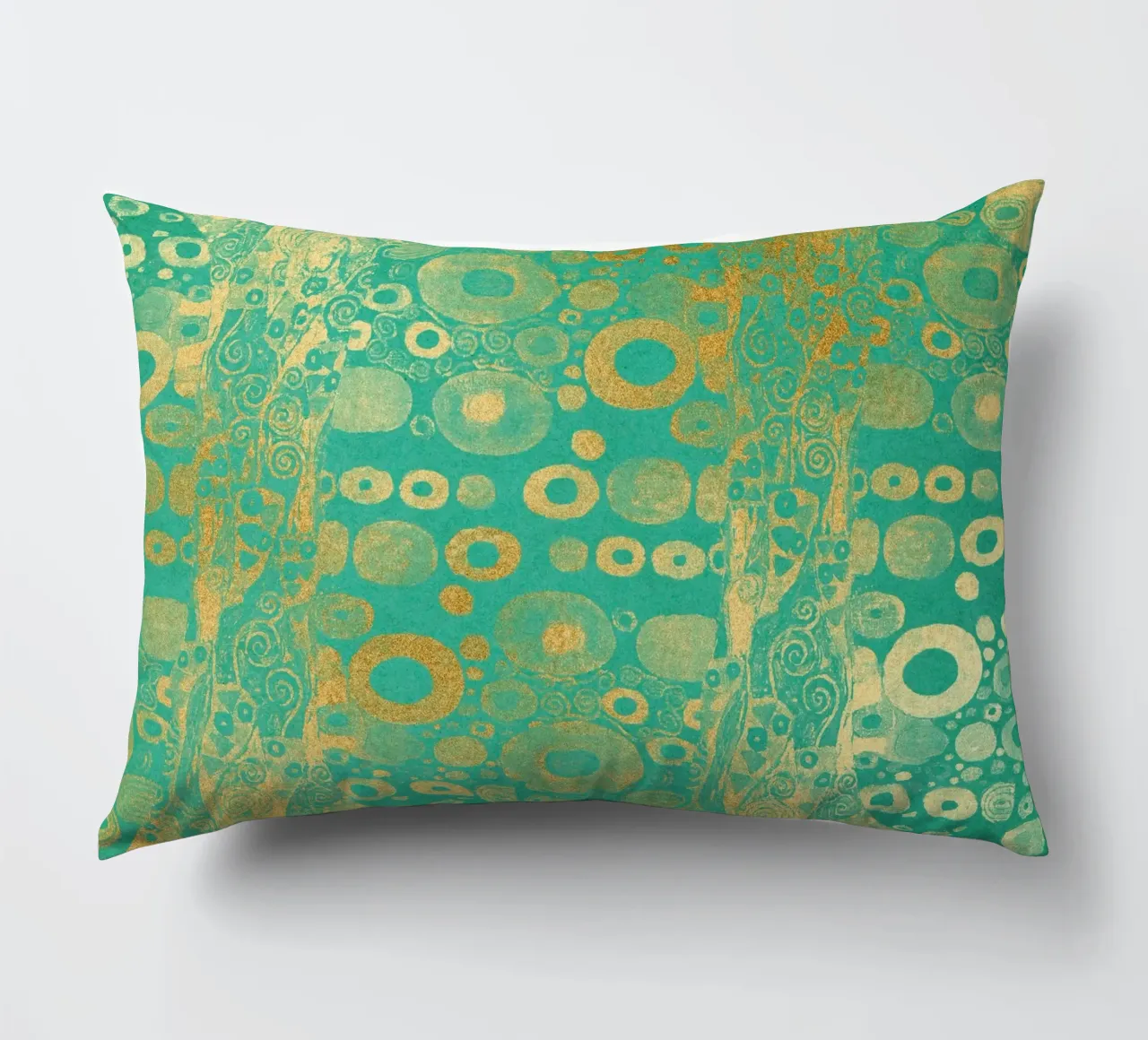 Klimt Inspired - Abstract Gold & Teal, Art Nouveau Pattern, decorative cushion by ClubArt
