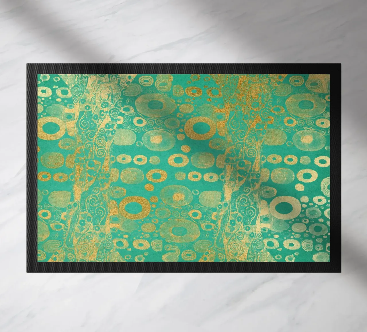 Klimt Inspired - Abstract Gold & Teal, Art Nouveau Pattern, doormat by ClubArt
