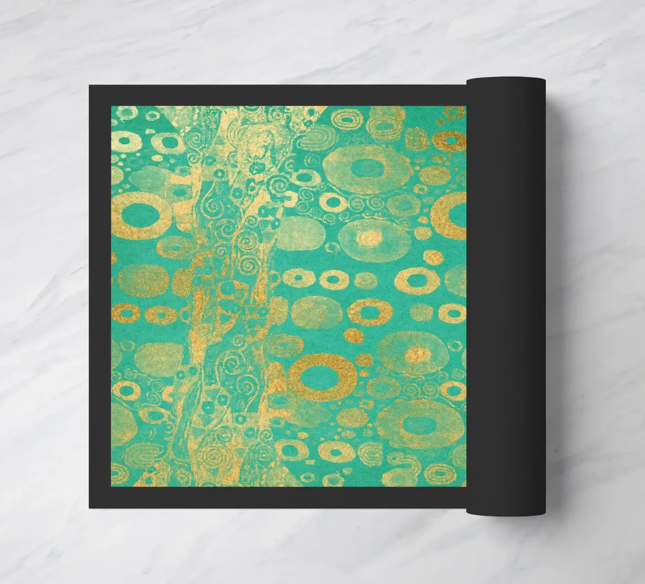Klimt Inspired - Abstract Gold & Teal, Art Nouveau Pattern, doormat by ClubArt