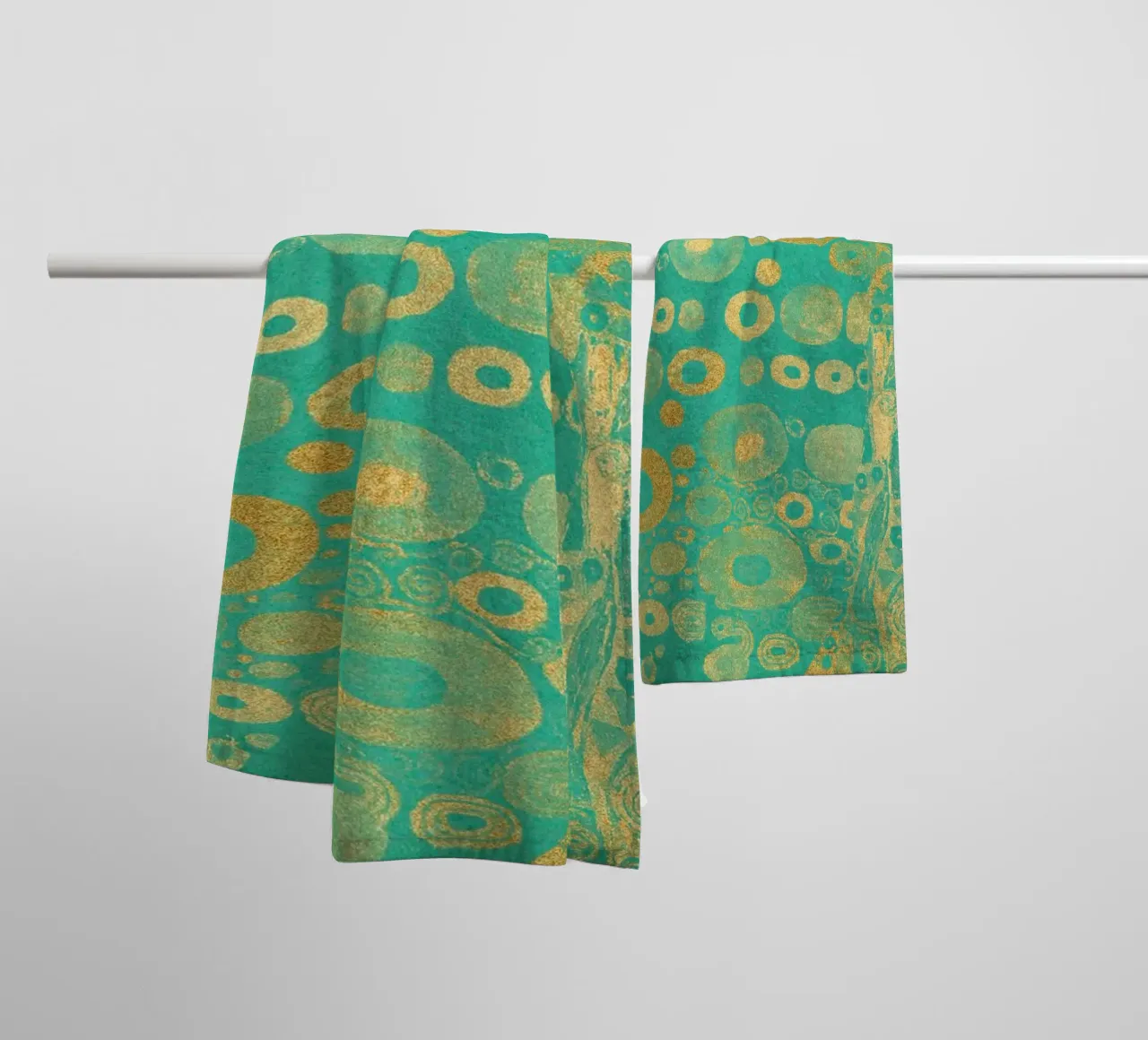 Klimt Inspired - Abstract Gold & Teal, Art Nouveau Pattern, towel by ClubArt