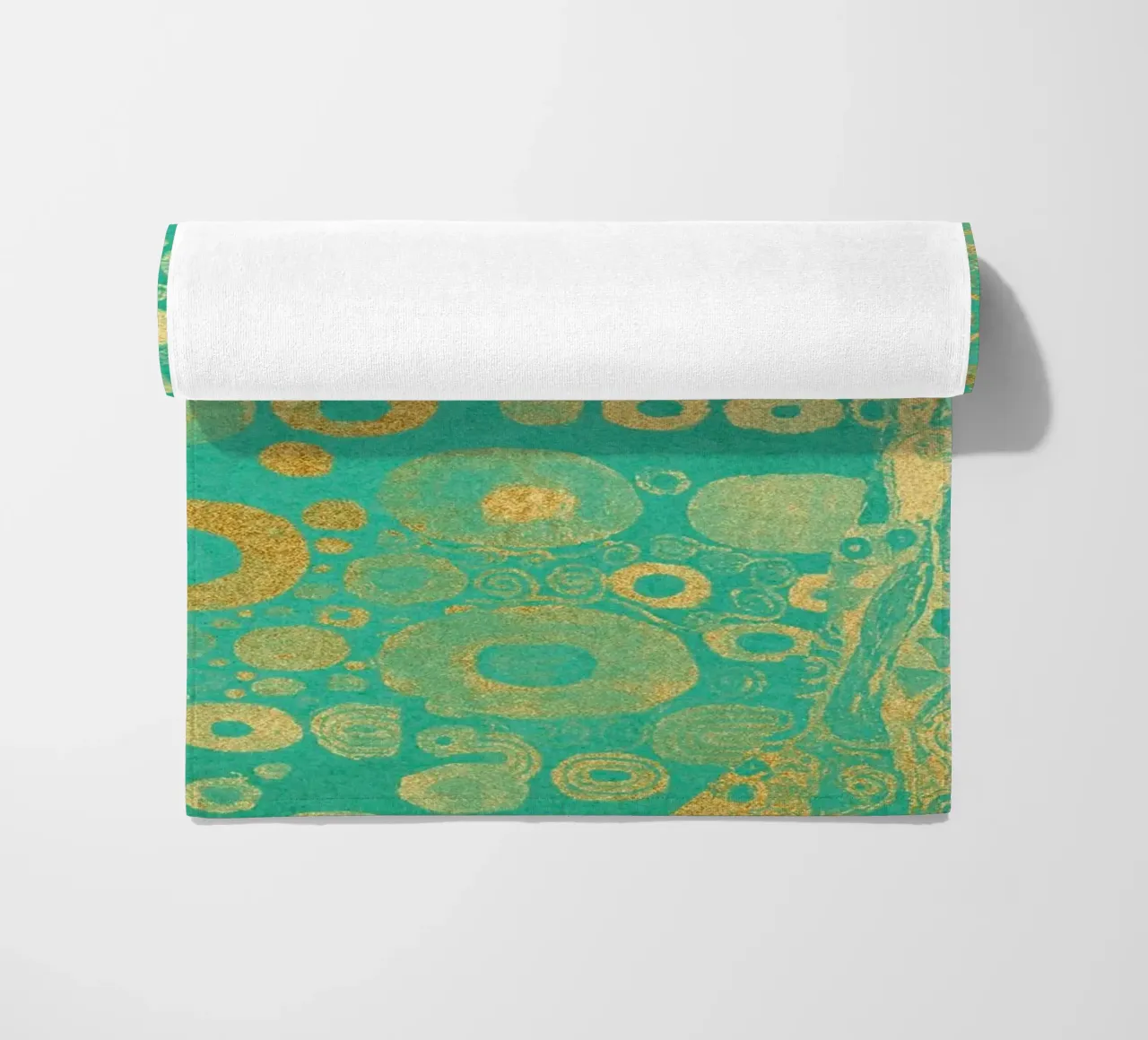 Klimt Inspired - Abstract Gold & Teal, Art Nouveau Pattern, beach towel by ClubArt