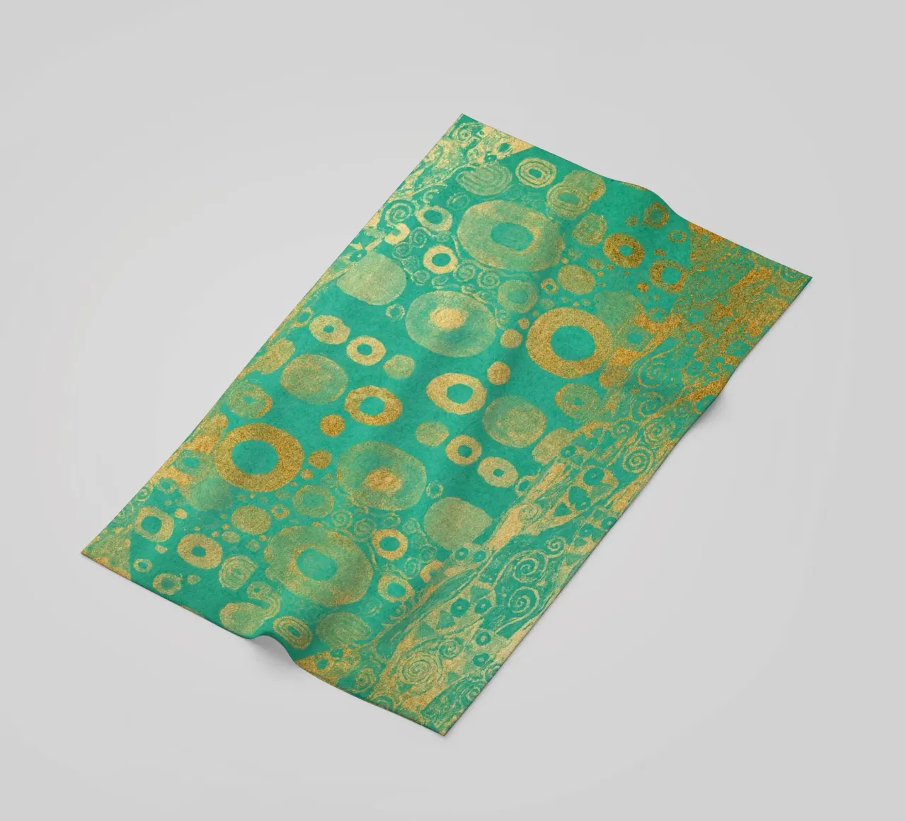 Klimt Inspired - Abstract Gold & Teal, Art Nouveau Pattern, beach towel by ClubArt