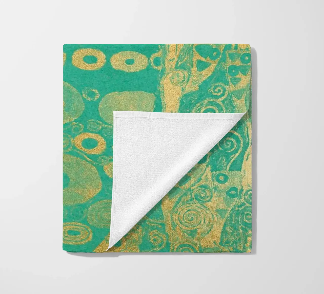 Klimt Inspired - Abstract Gold & Teal, Art Nouveau Pattern, beach towel by ClubArt