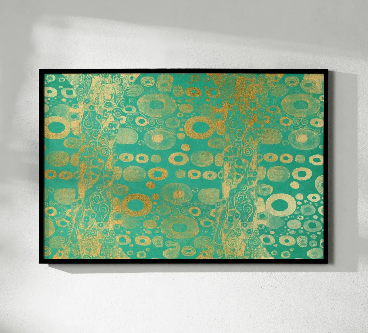 Klimt Inspired - Abstract Gold & Teal, Art Nouveau Pattern, poster by ClubArt