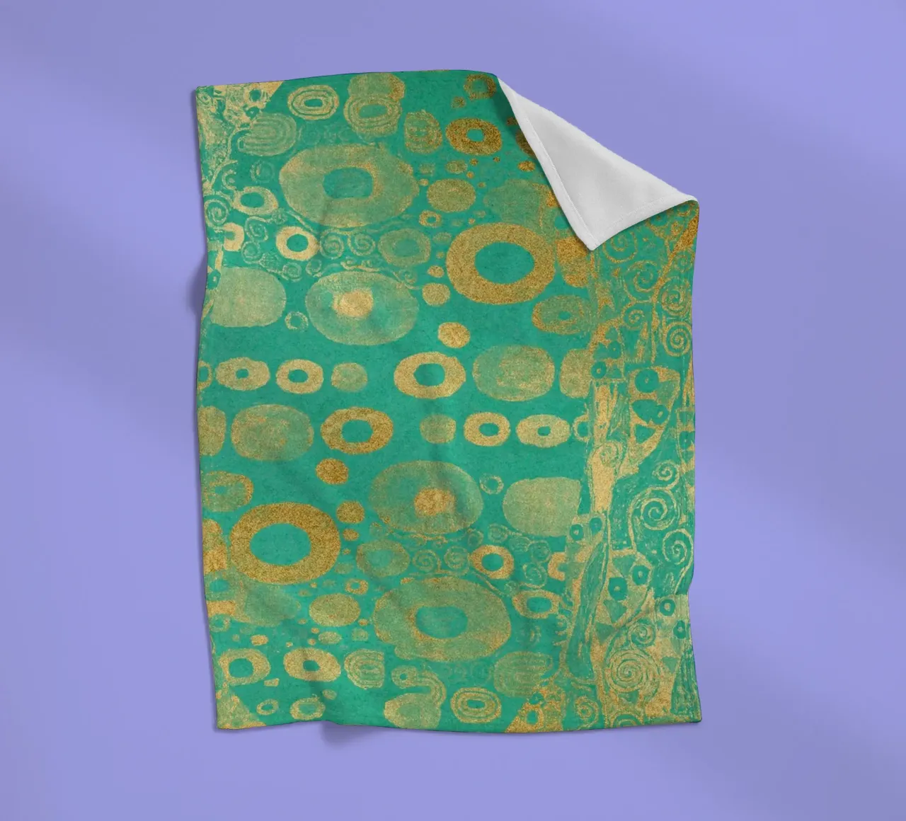 Inspiriert von Klimt - Abstraktes Gold & Teal, Jugendstil-Muster, Fleecedecke von ClubArt