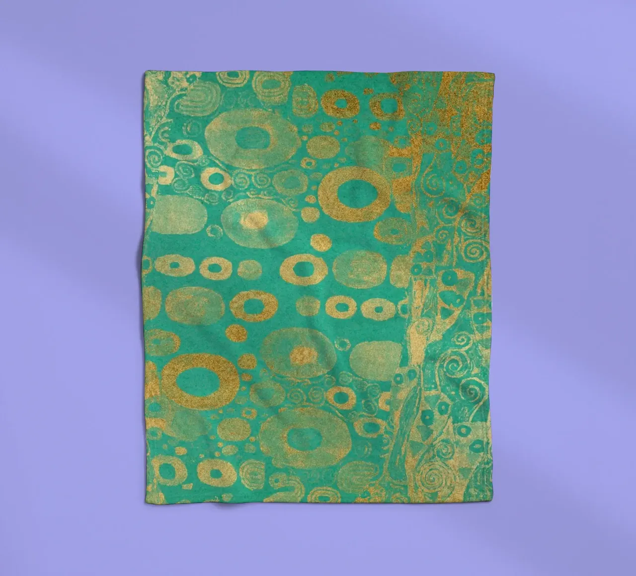Inspiriert von Klimt - Abstraktes Gold & Teal, Jugendstil-Muster, Fleecedecke von ClubArt