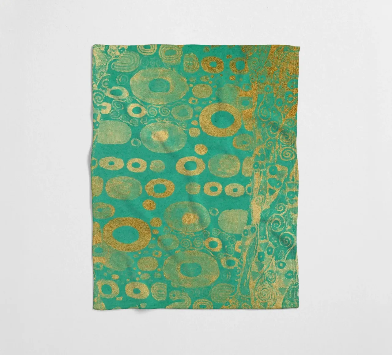 Inspiriert von Klimt - Abstraktes Gold & Teal, Jugendstil-Muster, Fleecedecke von ClubArt