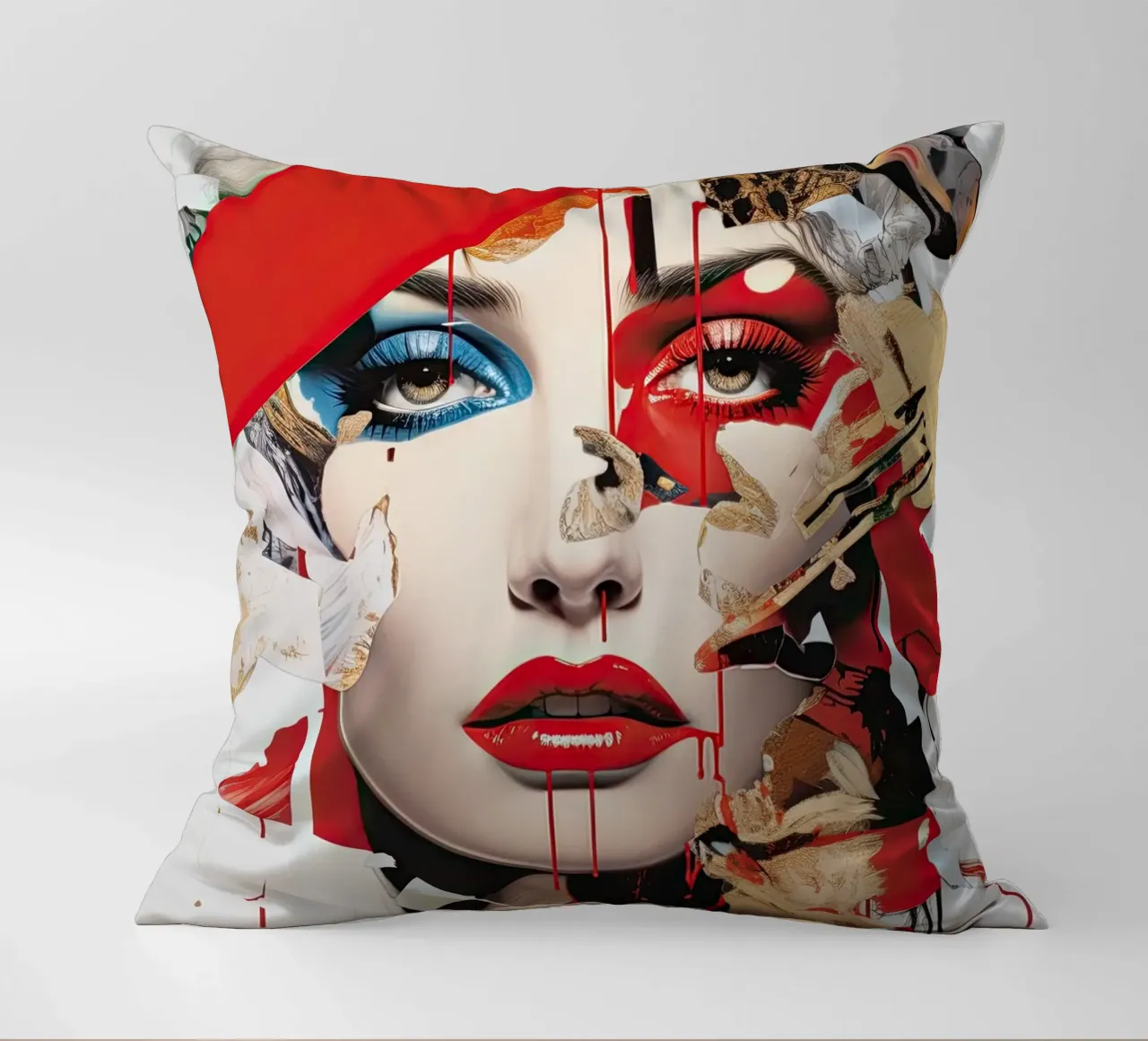 Abstract female face decorative cushion by Imagine