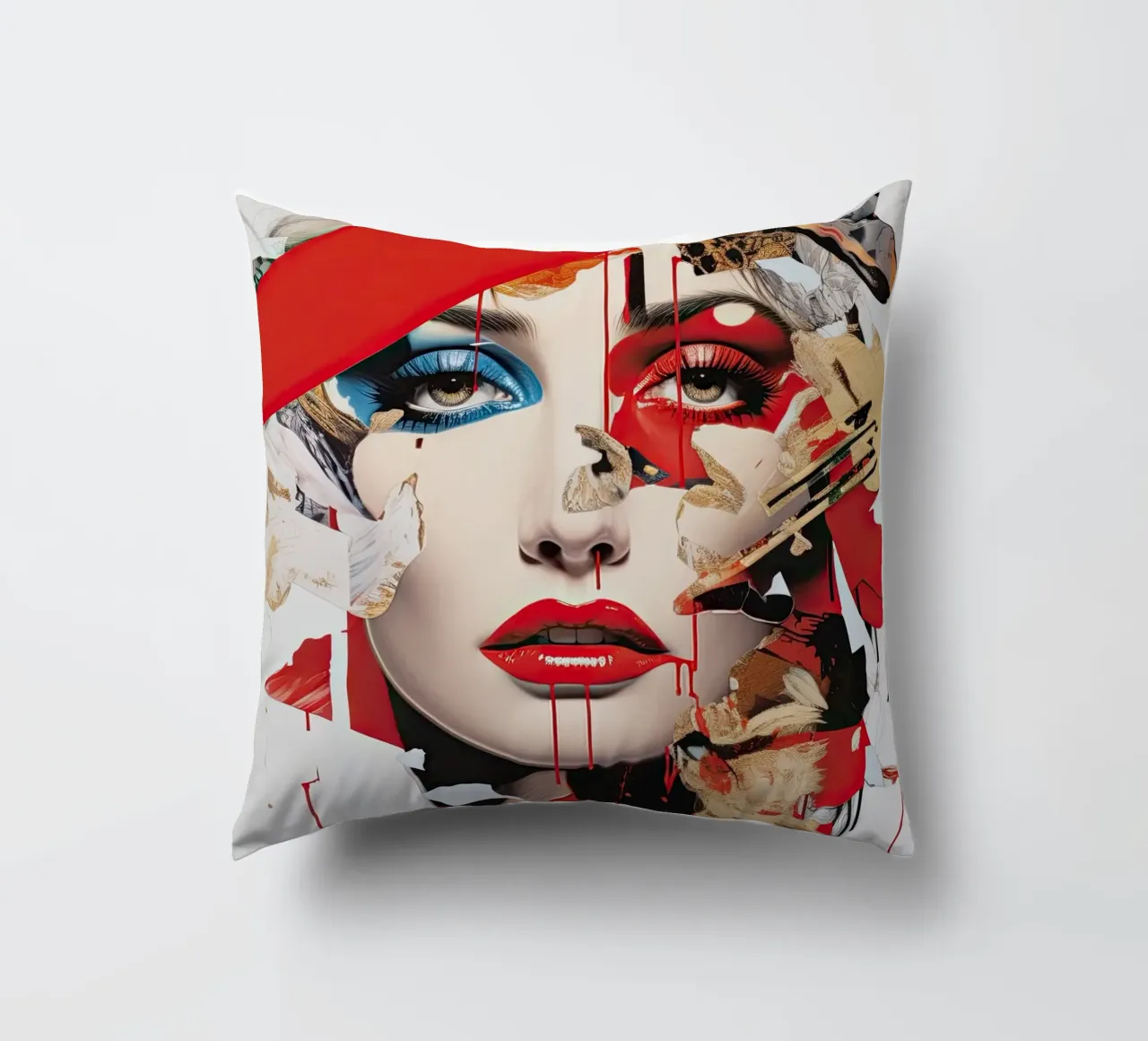 Abstract female face decorative cushion by Imagine