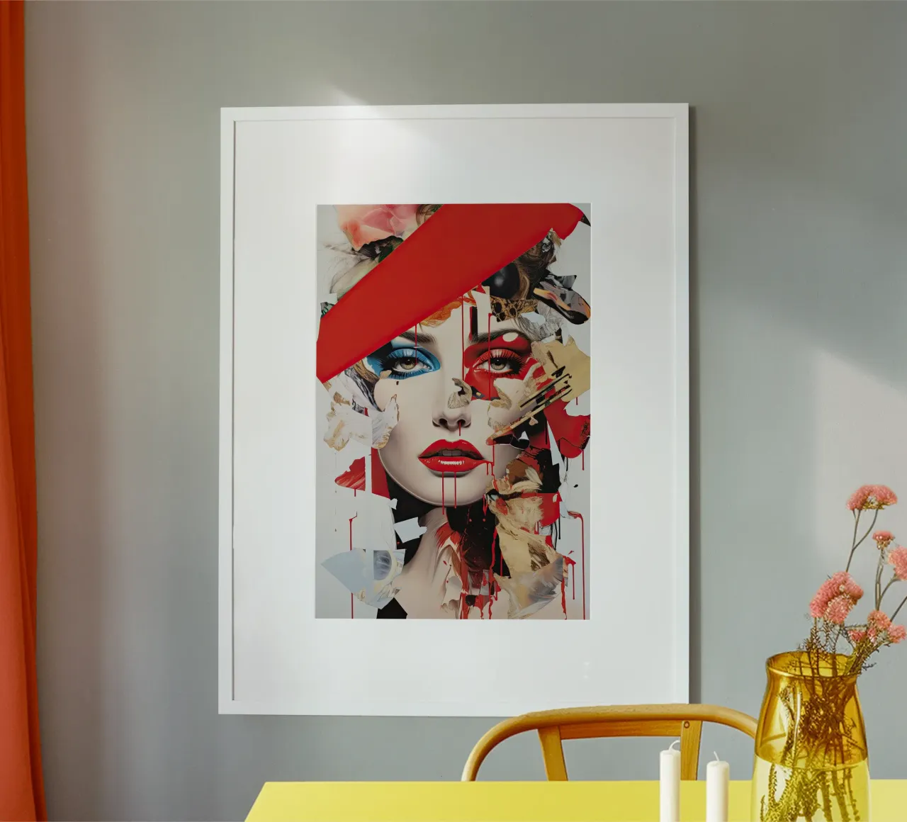 Volto femminile astratto poster con telaio in alluminio da Imagine