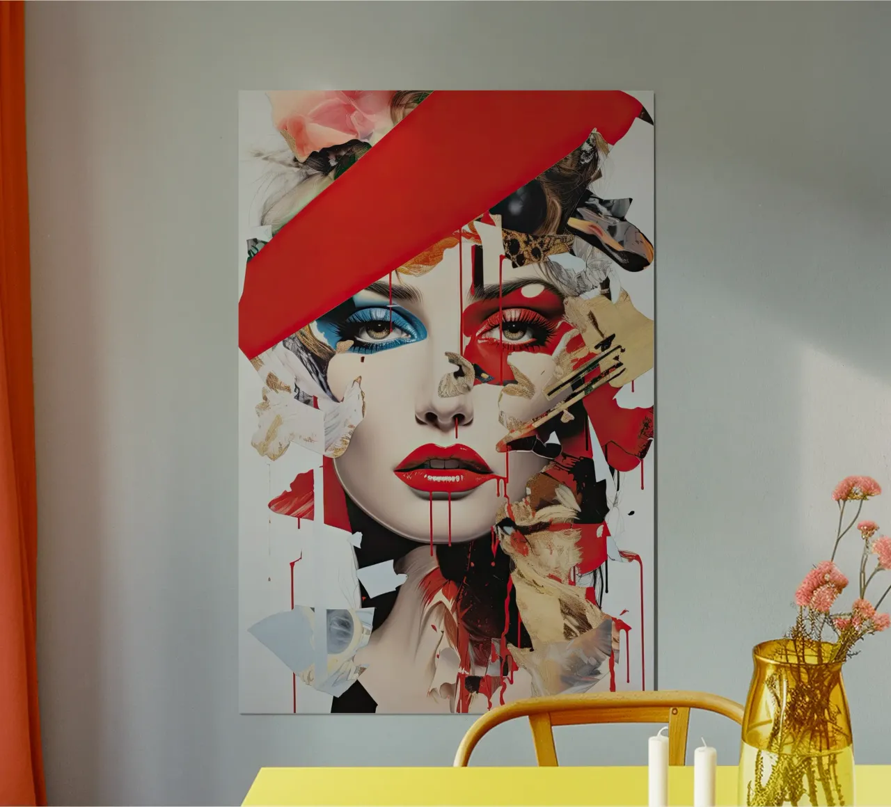 Volto femminile astratto poster con telaio in alluminio da Imagine