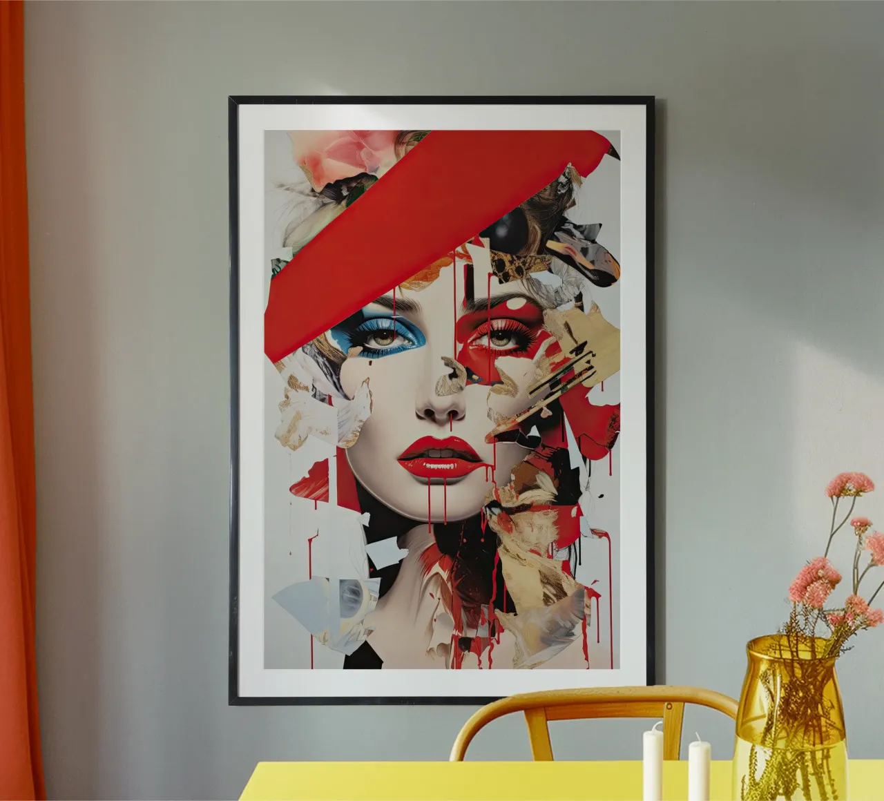 Volto femminile astratto poster con telaio in alluminio da Imagine