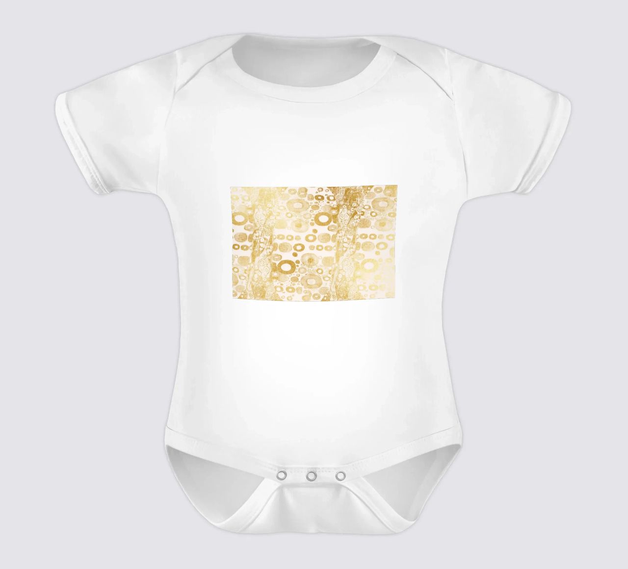Klimt Inspired - Golden Abstract Pattern, Art Nouveau Luxe D short-sleeve baby romper by ClubArt