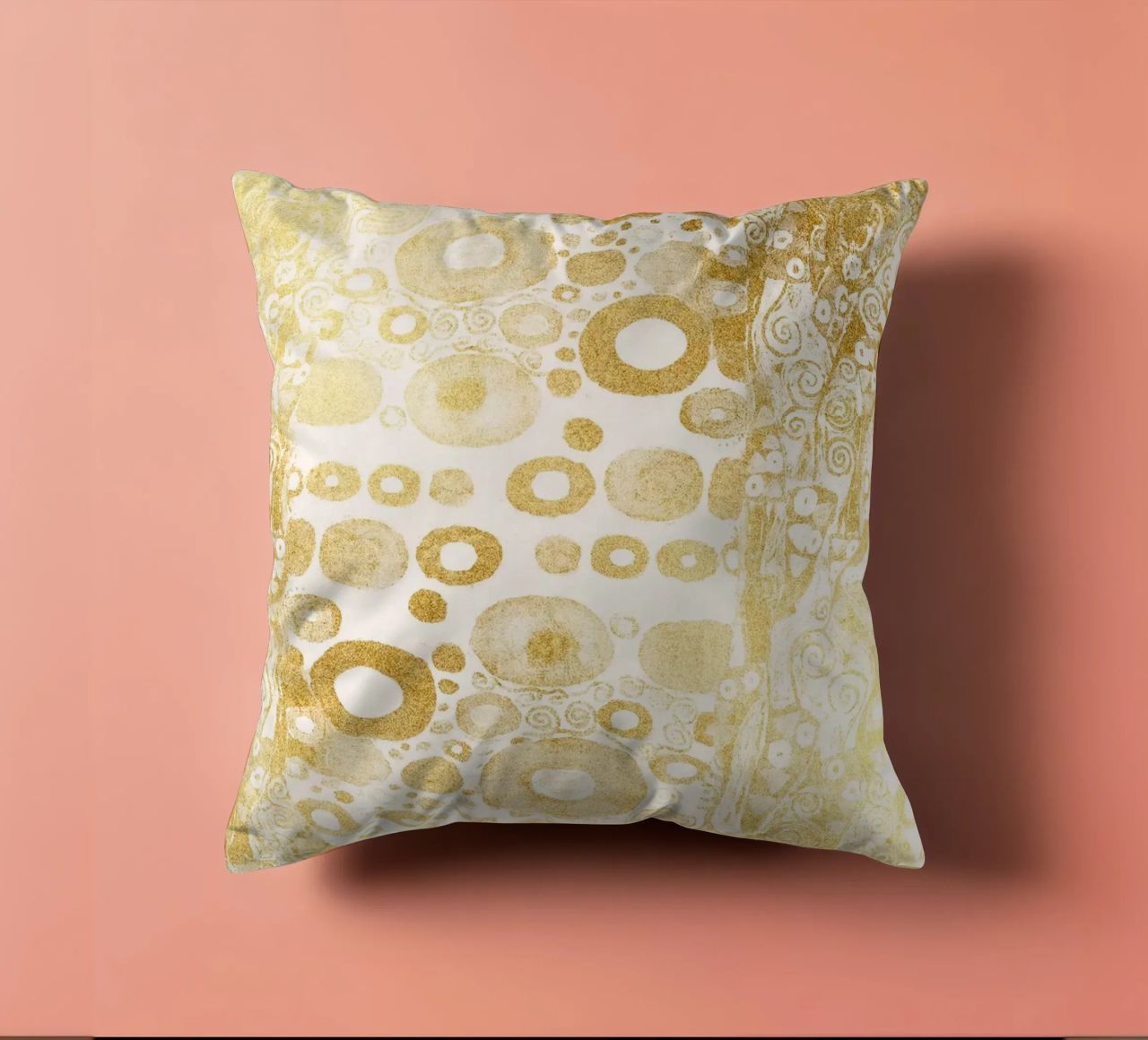 Klimt Inspired - Golden Abstract Pattern, Art Nouveau Luxe D decorative cushion by ClubArt