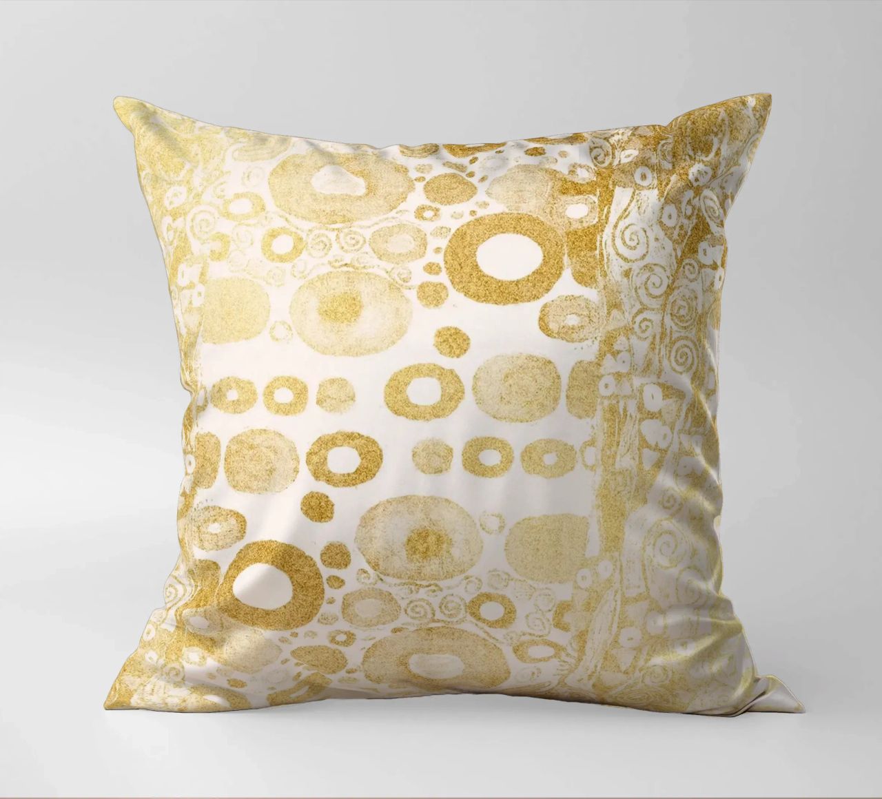 Klimt Inspired - Golden Abstract Pattern, Art Nouveau Luxe D decorative cushion by ClubArt