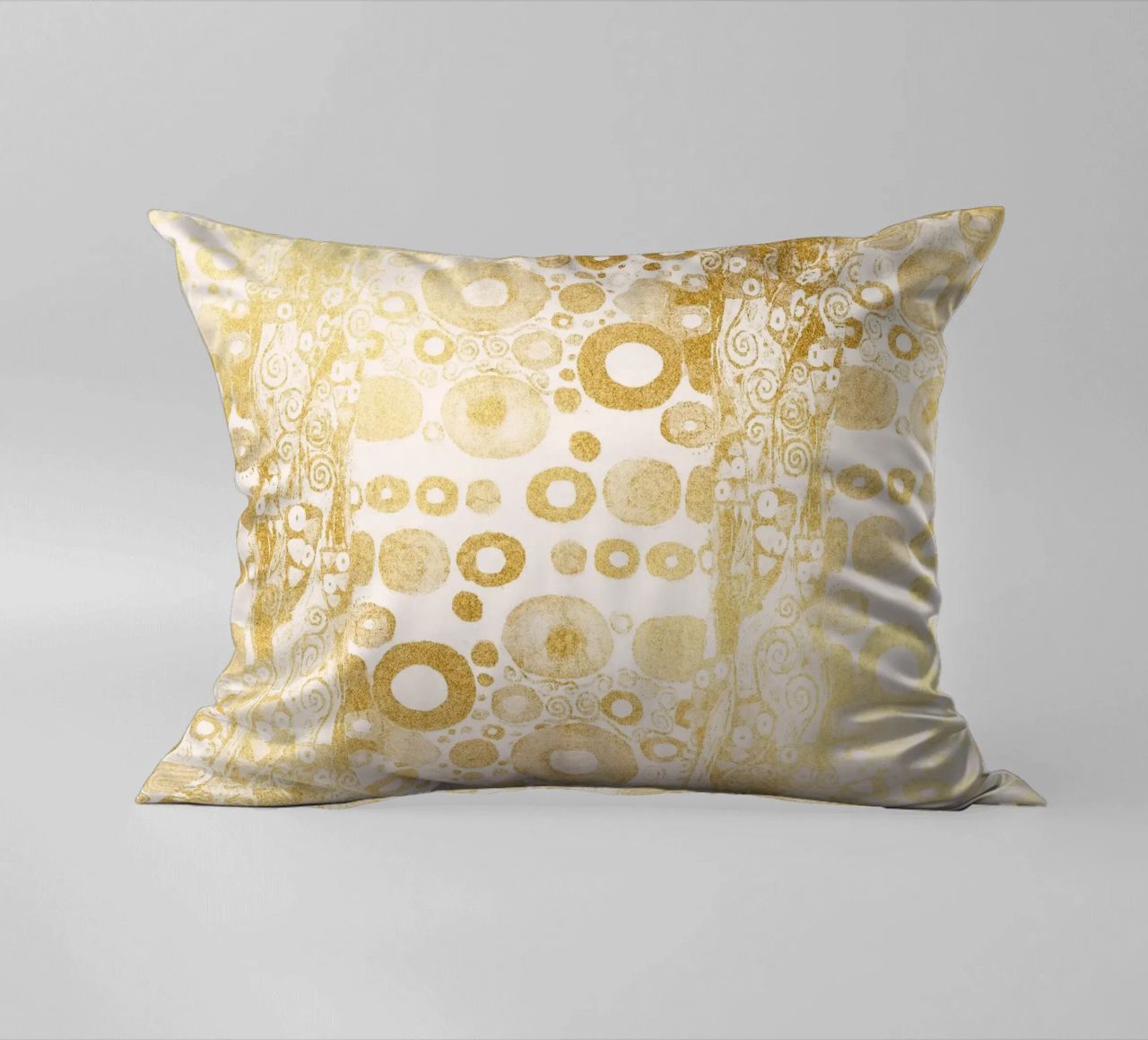 Klimt Inspired - Golden Abstract Pattern, Art Nouveau Luxe D decorative cushion by ClubArt