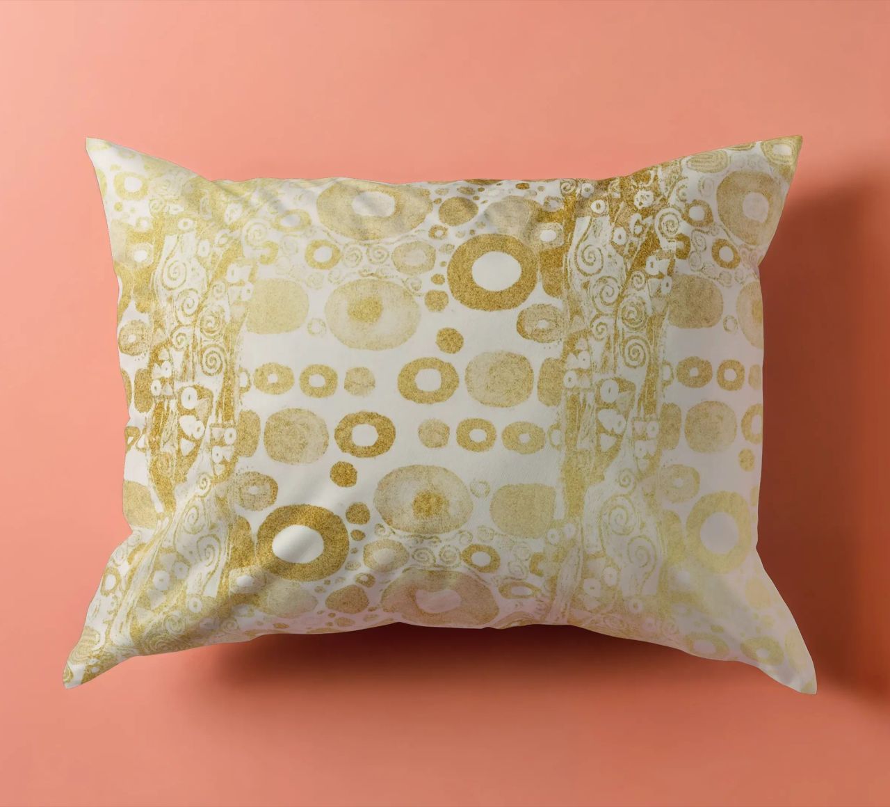 Klimt Inspired - Golden Abstract Pattern, Art Nouveau Luxe D decorative cushion by ClubArt