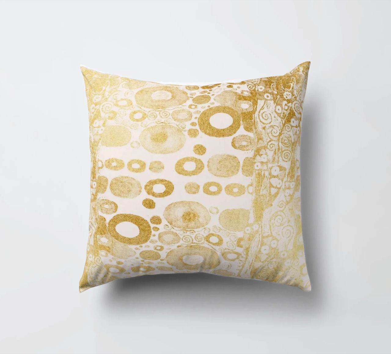 Klimt Inspired - Golden Abstract Pattern, Art Nouveau Luxe D decorative cushion by ClubArt