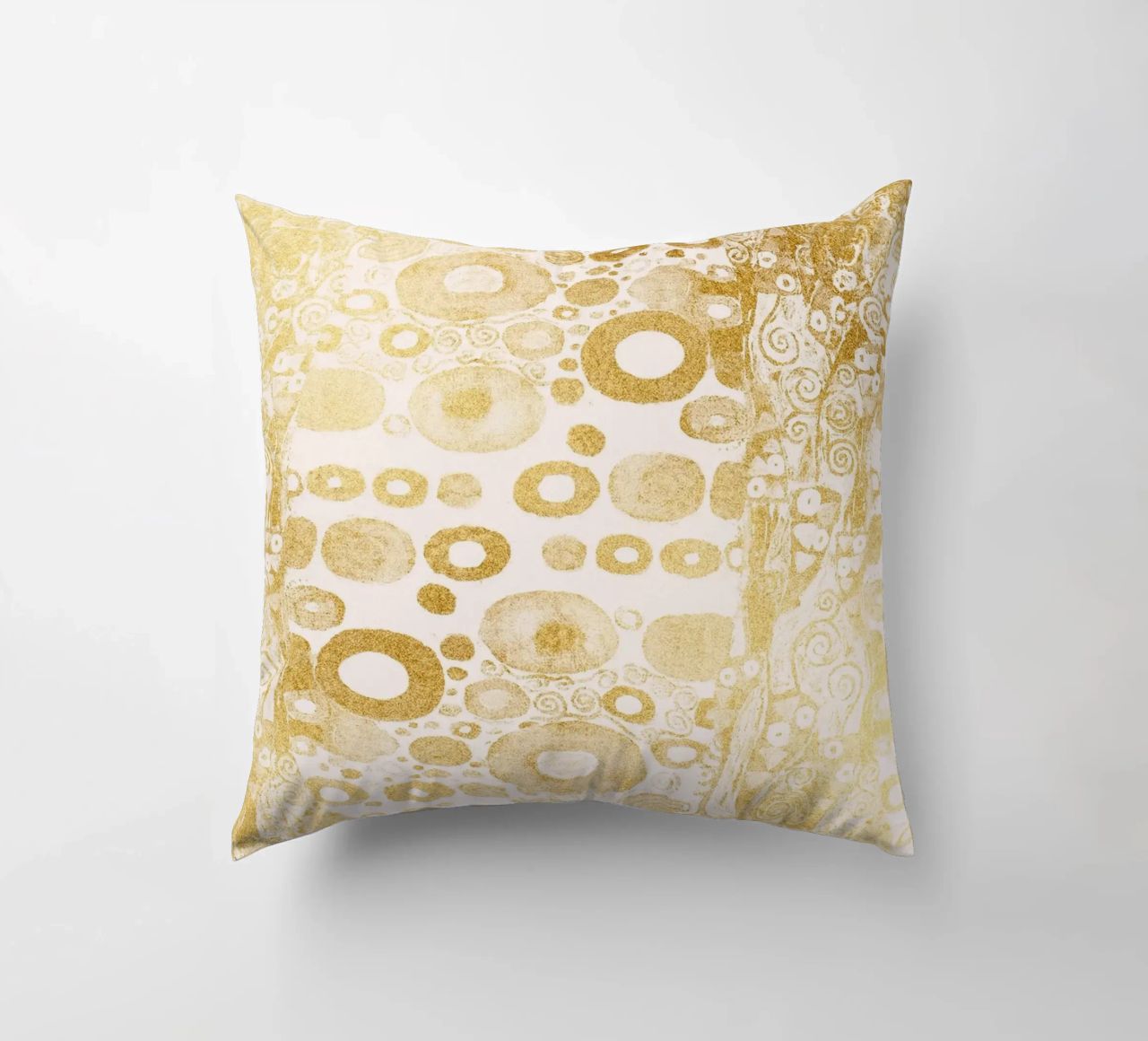 Klimt Inspired - Golden Abstract Pattern, Art Nouveau Luxe D decorative cushion by ClubArt