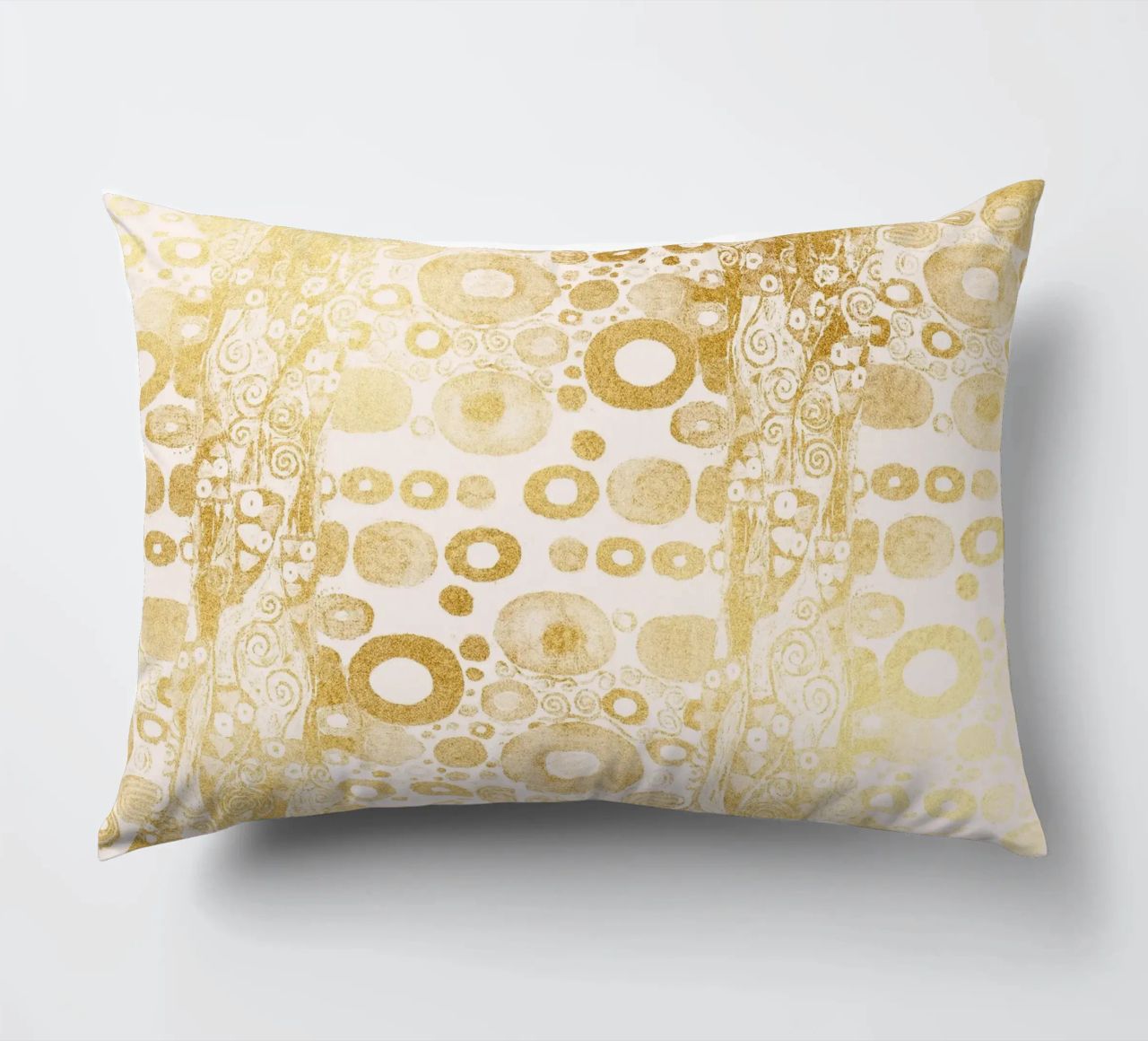 Klimt Inspired - Golden Abstract Pattern, Art Nouveau Luxe D decorative cushion by ClubArt