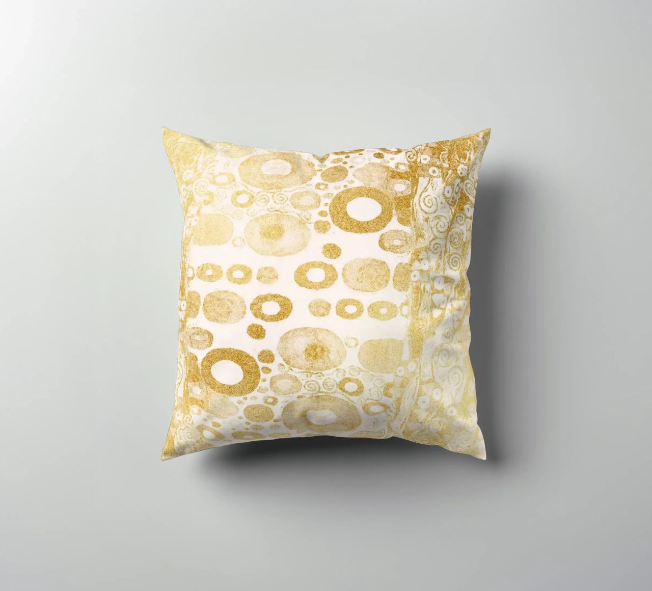 Klimt Inspired - Golden Abstract Pattern, Art Nouveau Luxe D decorative cushion by ClubArt
