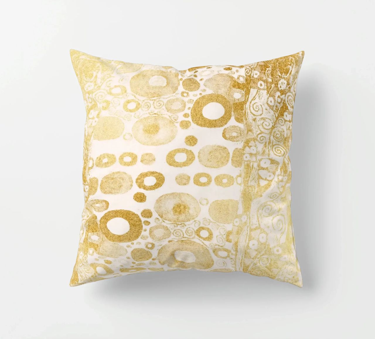 Klimt Inspired - Golden Abstract Pattern, Art Nouveau Luxe D decorative cushion by ClubArt