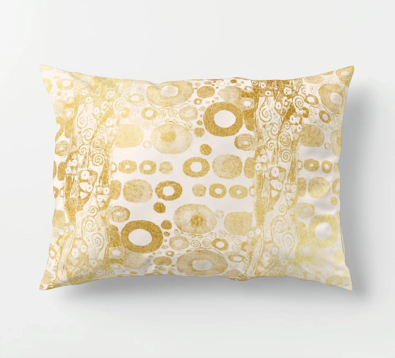 Klimt Inspired - Golden Abstract Pattern, Art Nouveau Luxe D decorative cushion by ClubArt