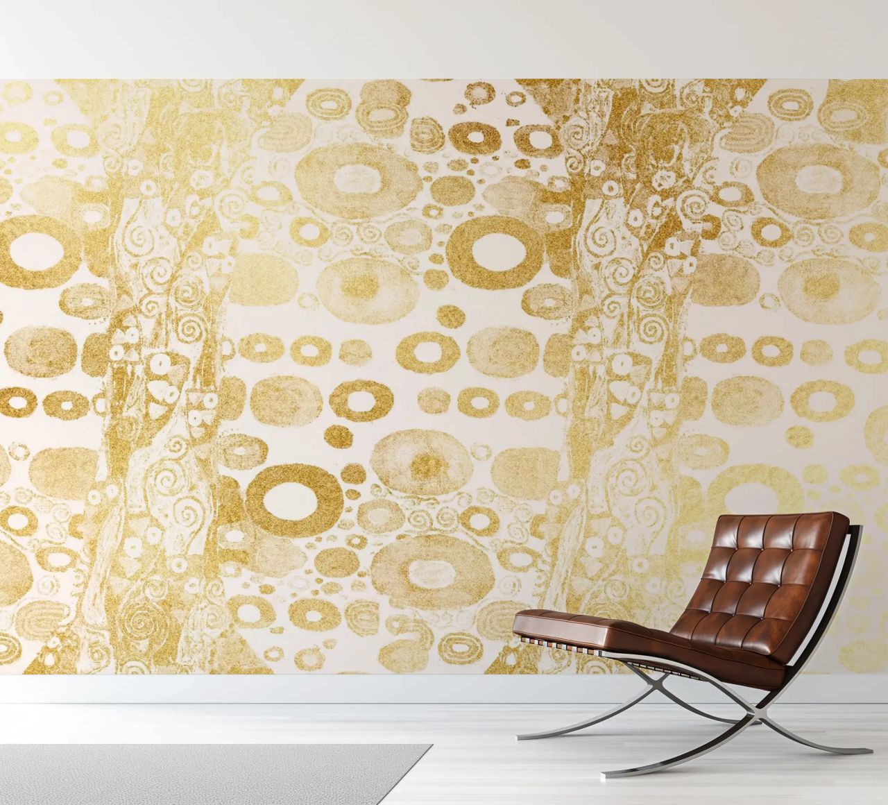 Inspirado en Klimt - Patrón Abstracto Dorado, Art Nouveau Luxe D papel para pared de ClubArt