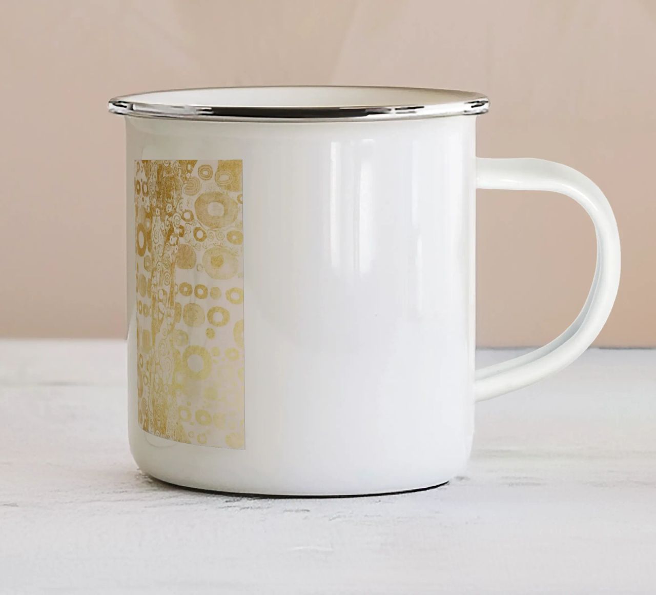 Klimt Inspired - Golden Abstract Pattern, Art Nouveau Luxe D enamel mug by ClubArt
