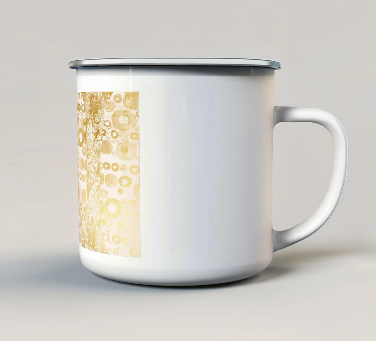 Klimt Inspired - Golden Abstract Pattern, Art Nouveau Luxe D enamel mug by ClubArt
