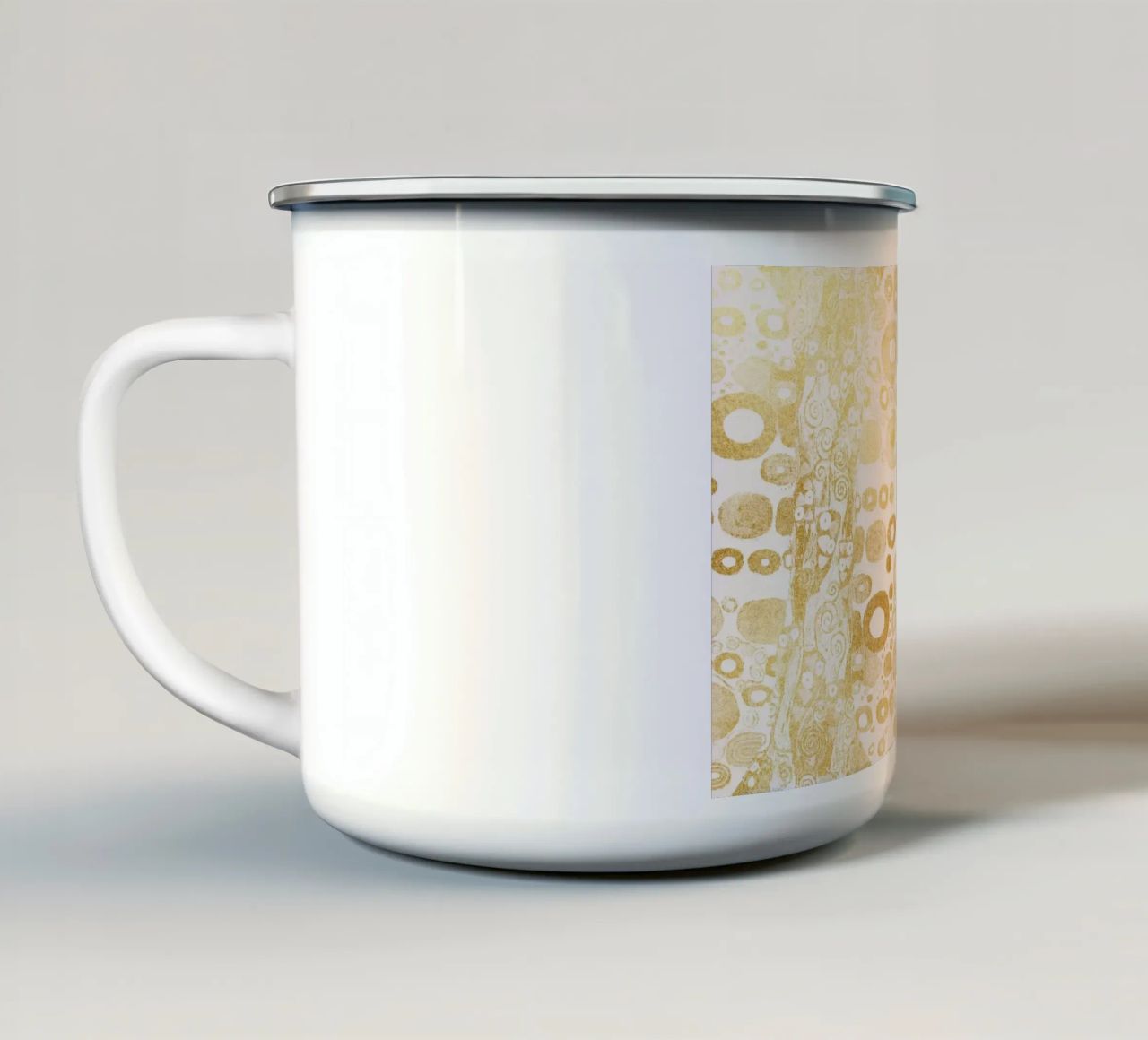 Klimt Inspired - Golden Abstract Pattern, Art Nouveau Luxe D enamel mug by ClubArt