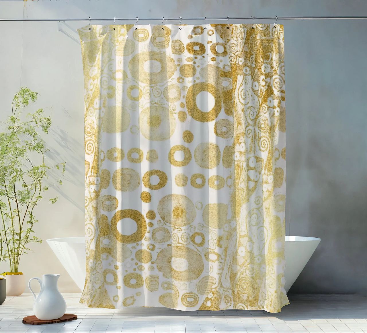 Klimt Inspired - Golden Abstract Pattern, Art Nouveau Luxe D Duschvorhang von ClubArt