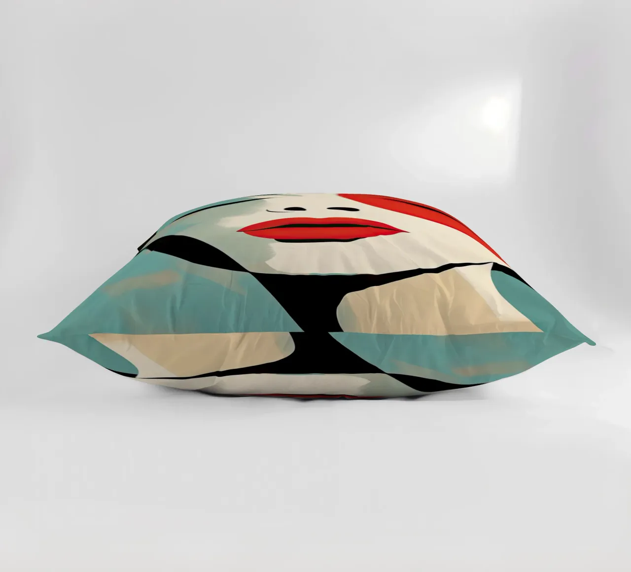 Abstract female face decorative cushion by Imagine