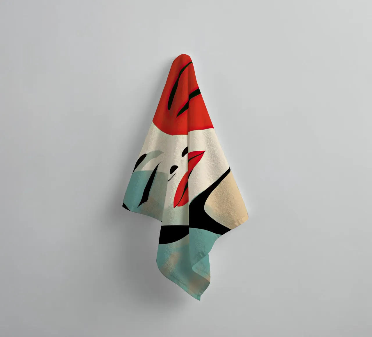 Abstract vrouwengezicht badhanddoek van Imagine