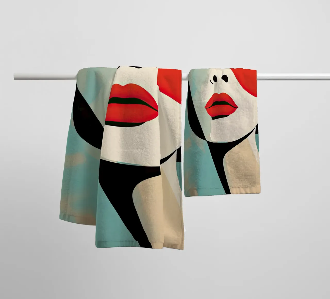 Abstract vrouwengezicht badhanddoek van Imagine