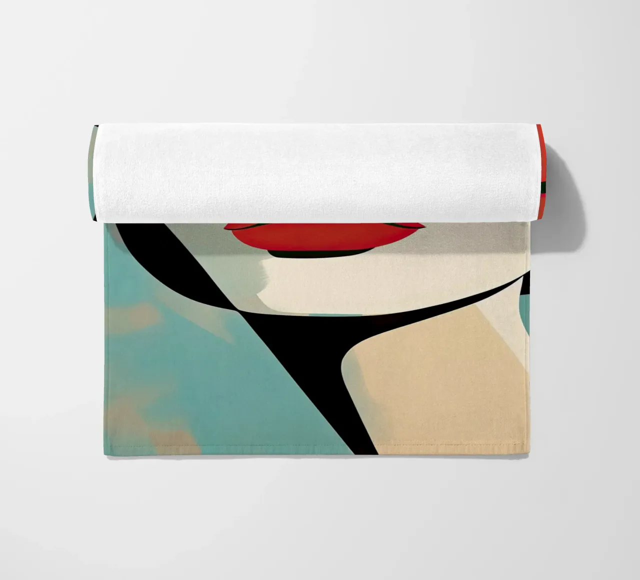 Abstract female face beach towel by Imagine