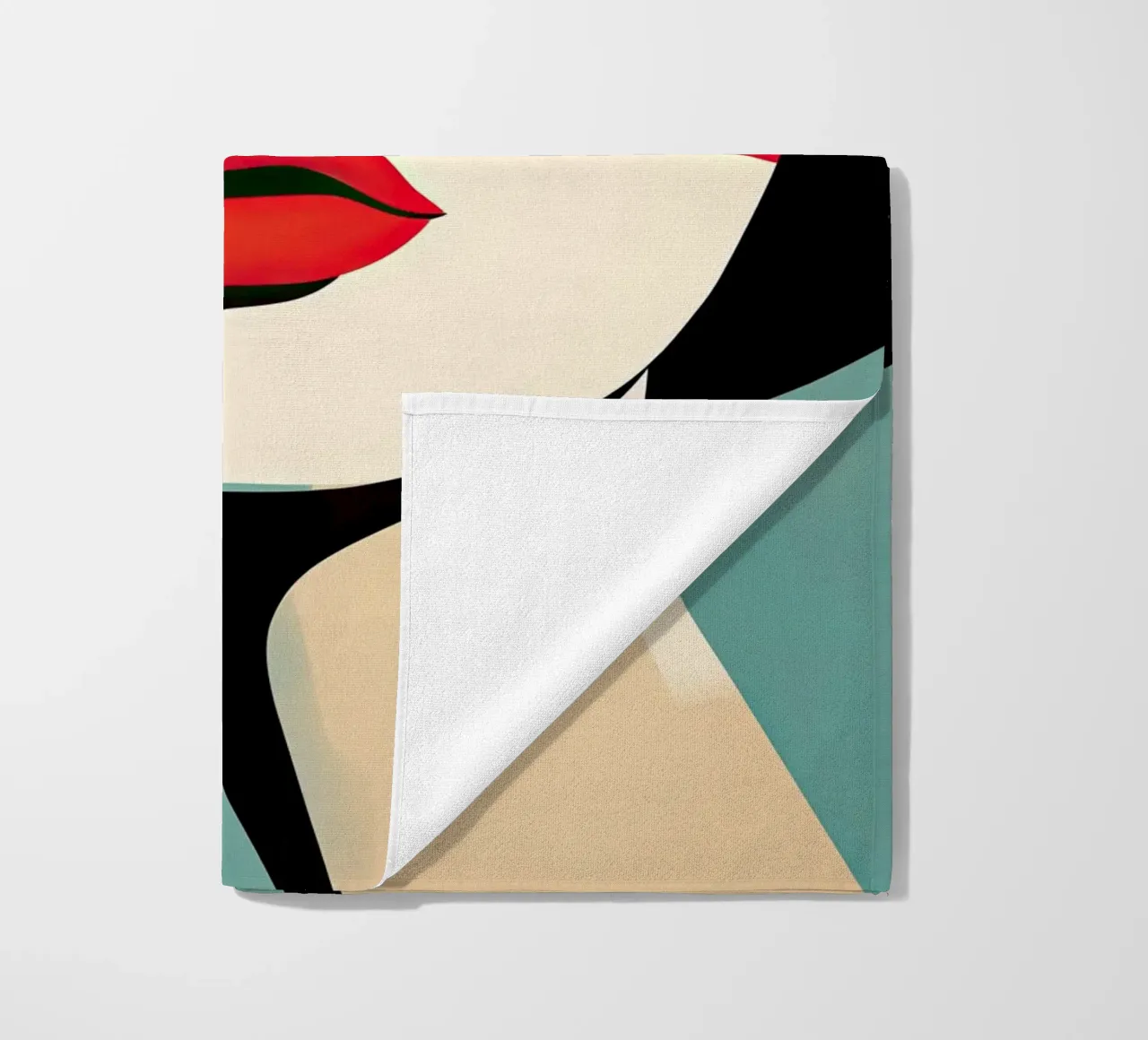 Abstract female face beach towel by Imagine