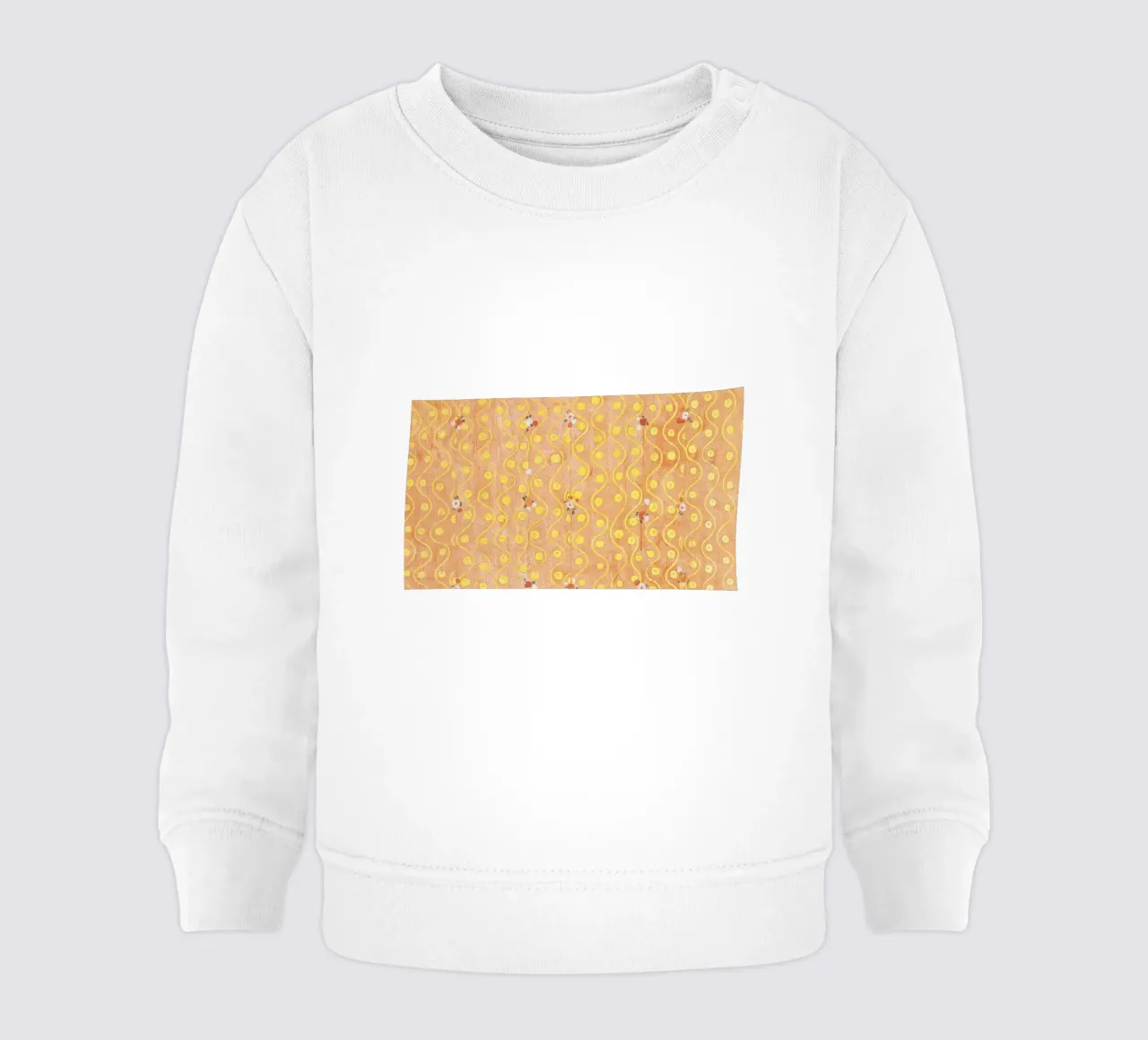 Ispirato a Klimt - Volute di pesca e oro, patch floreale Art Nouveau felpa neonato da ClubArt