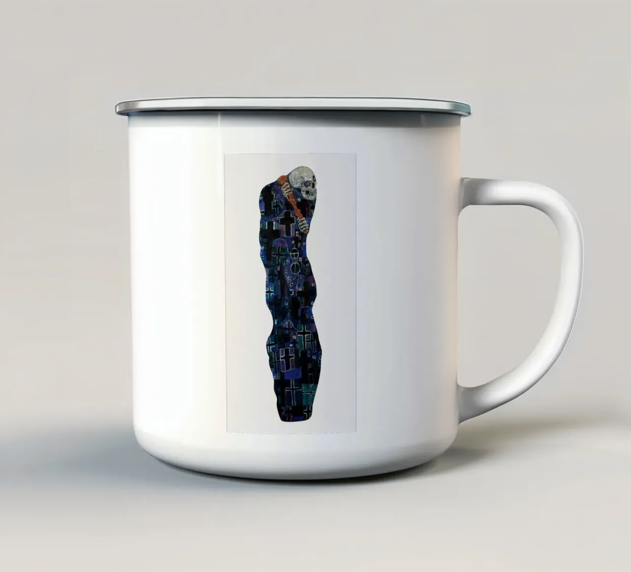 "Morte e vita" (Morte) di Klimt - Simbolismo, macabro, espe tazza in smalto da ClubArt