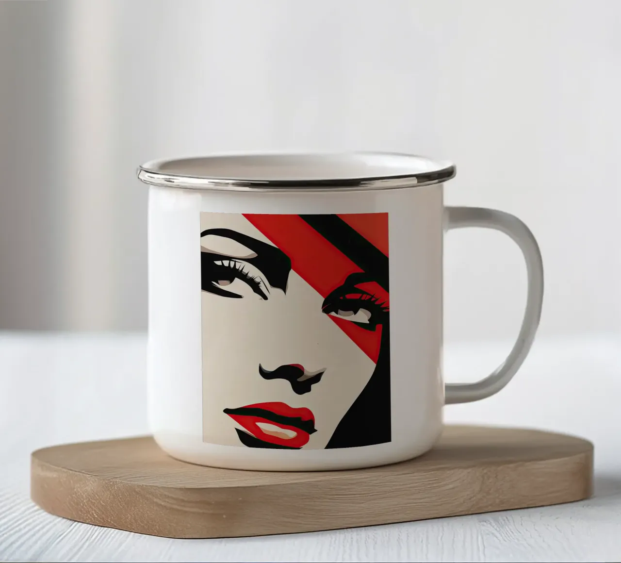 Volto femminile astratto tazza in smalto da Imagine